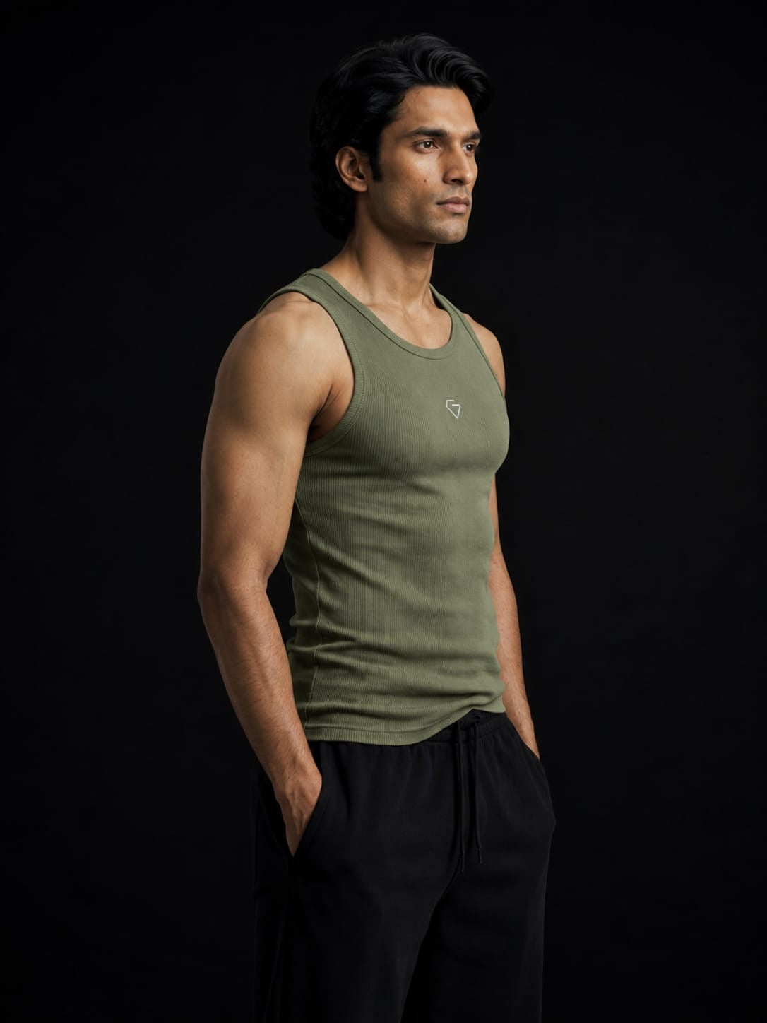 Ribbed Vest - Military Green