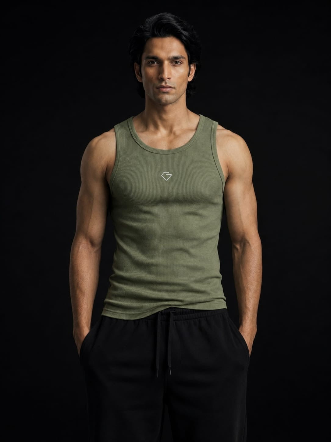 Ribbed Vest - Military Green